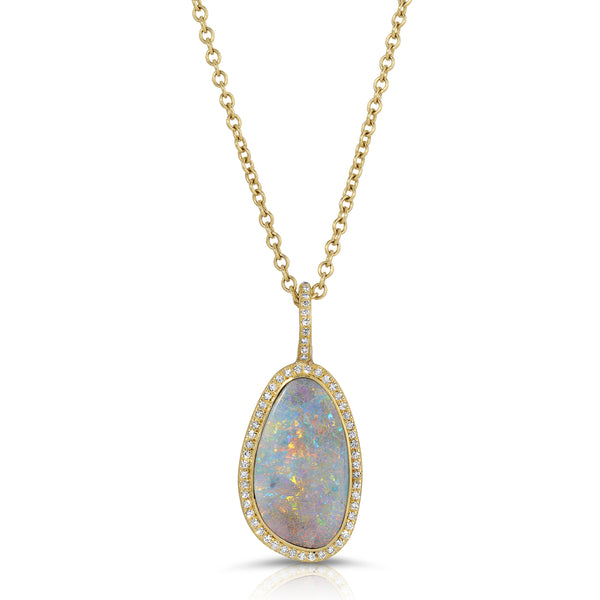 18K Yellow Gold Solid Crystal Opal Pendant 19845 | Australian Opals | Shop  Opal and Diamond Jewellery Australia